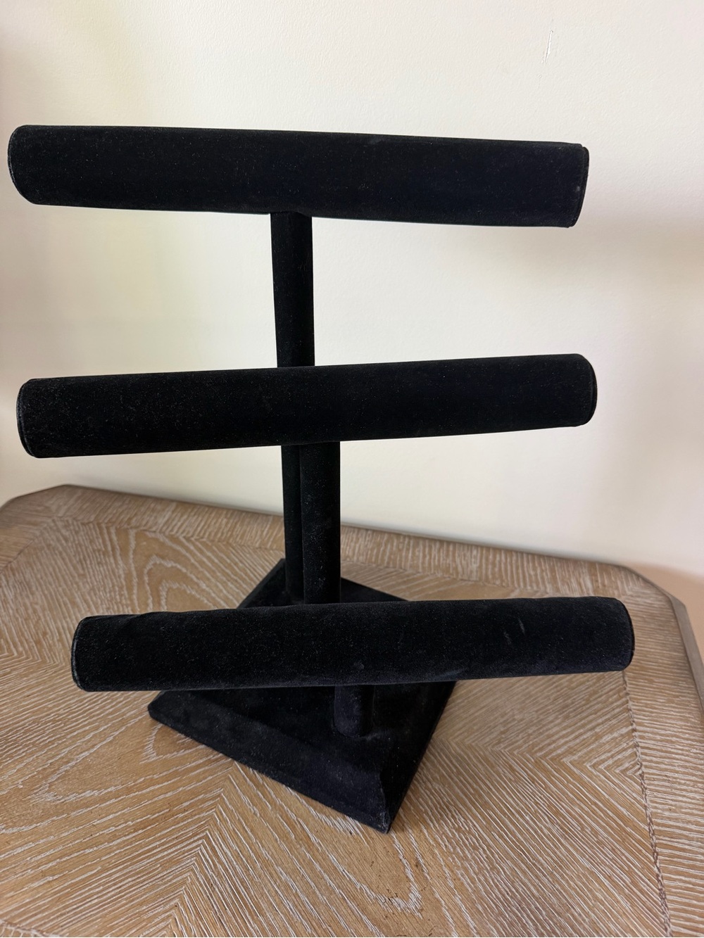 Black Velvet Triple T-Bar Jewelry Display Stand